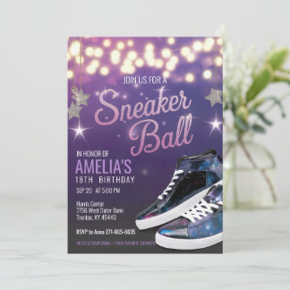 Personalised Vibrant Violet Sneaker Ball Birthday Invitation