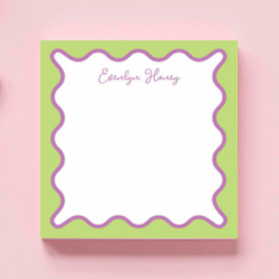 Personalised Vibrant Whimsical Wavy Border Notepad