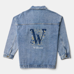 Personalised Victorian Calligraphy Monogram W Denim Jacket