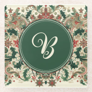 Personalised Victorian/Classic/Vintage Christmas Glass Coaster