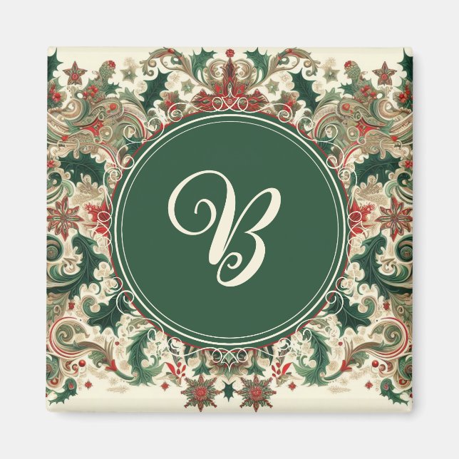 Personalised Victorian/Classic/Vintage Christmas Magnet (Front)