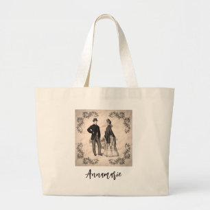 Personalised Victorian Couple vintage design Large Tote Bag