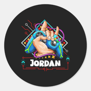 Personalised Video Game Design- Boys Named Jordan Classic Round Sticker