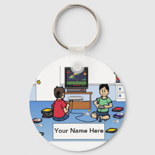 Personalised Video Game Player - Male Cartoon Key Ring