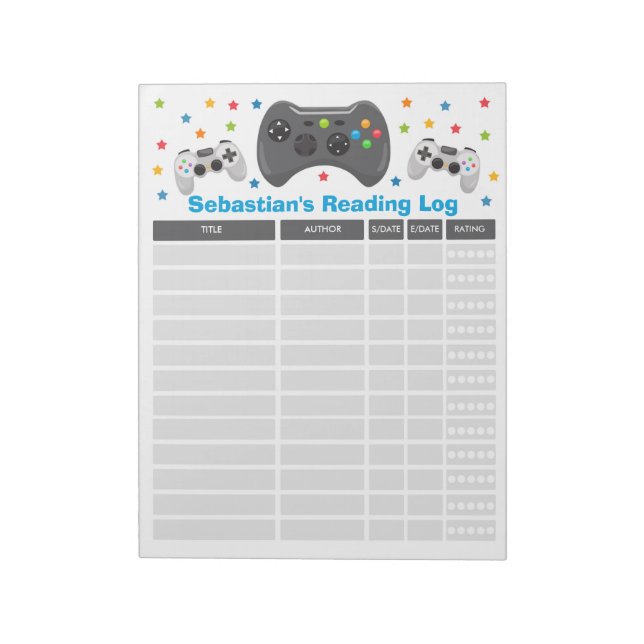 Personalised Video Game Reading Log Homeschool Log Notepad (Rotated)