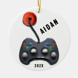 personalised video gamer ceramic ornament