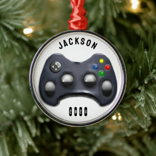 personalised video gamer metal ornament