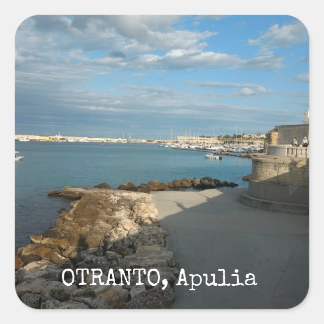 Personalised, view of Otranto, Apulia, Italy , Square Sticker (Front)