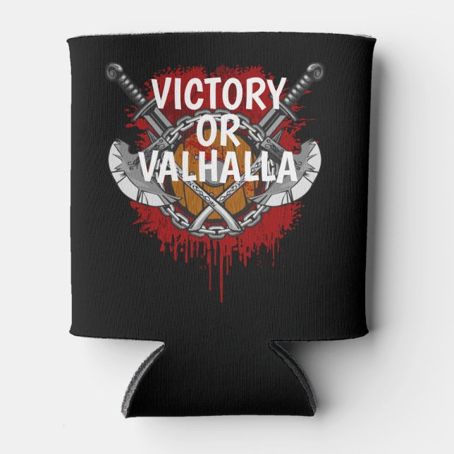 Personalised Viking Victory or Valhalla Battle Cry Can Cooler (Front)