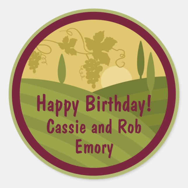 Personalised Vineyard Birthday Wine Label (Front)