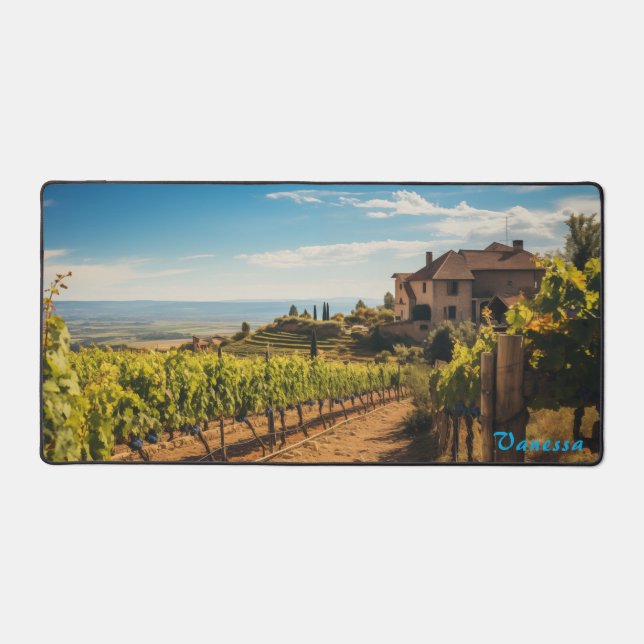 Personalised Vineyard Desk Mat (Front)