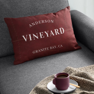 Personalised Vineyard Red Rustic Wine Lover Gift Lumbar Cushion