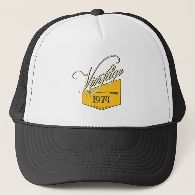 Personalised Vintage 1974 Retro Birthday Gift Trucker Hat (Front)