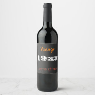 Personalised Vintage 19XX limited edition Birthday Wine Label