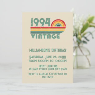 Personalised vintage 30th birthday cocktail party invitation