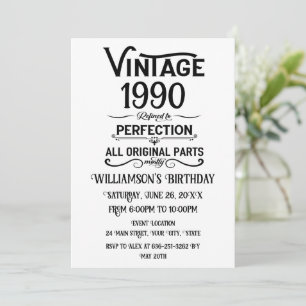Personalised vintage 35th birthday gifts black invitation