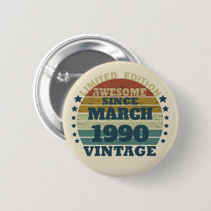 Personalised vintage 35th birthday party 6 cm round badge