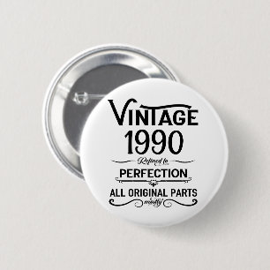 Personalised vintage 35th birthday party 6 cm round badge