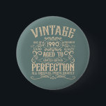 Personalised vintage 35th birthday party 6 cm round badge<br><div class="desc">Add some originality to your wardrobe with this vintage birthday graphic design featuring awesome typography font lettering. It's a great gift idea for men,  women,  husbands,  wives,  girlfriends,  and boyfriends who will love this unique artwork. It makes an amazing and fun holiday present for your birthday party.</div>