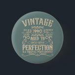 Personalised vintage 35th birthday party 6 cm round badge<br><div class="desc">Add some originality to your wardrobe with this vintage birthday graphic design featuring awesome typography font lettering. It's a great gift idea for men,  women,  husbands,  wives,  girlfriends,  and boyfriends who will love this unique artwork. It makes an amazing and fun holiday present for your birthday party.</div>