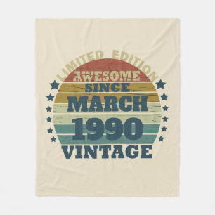 Personalised vintage 35th birthday party fleece blanket