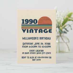 Personalised vintage 35th birthday party invitation