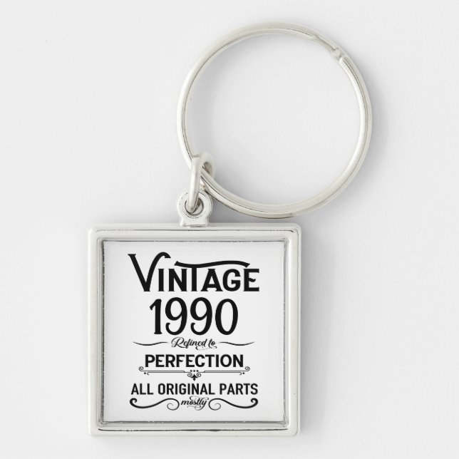 Personalised vintage 35th birthday party key ring (Front)