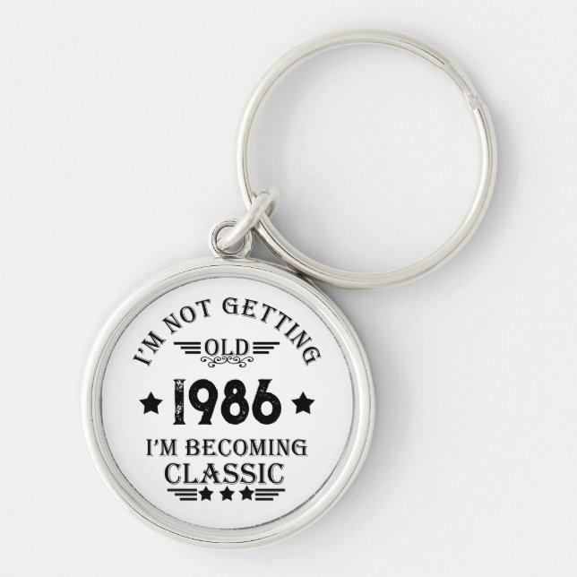 Personalised vintage 35th birthday party key ring (Front)