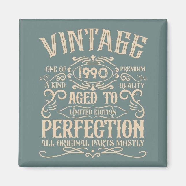 Personalised vintage 35th birthday party magnet (Front)
