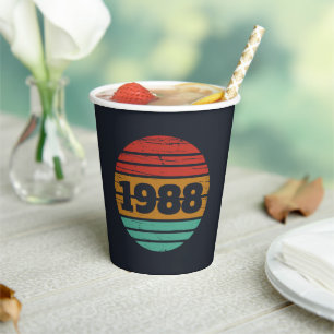Personalised vintage 35th birthday party paper cups