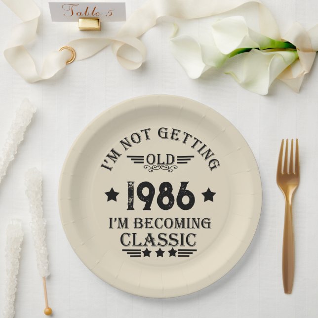 Personalised vintage 35th birthday party paper plate (Wedding)