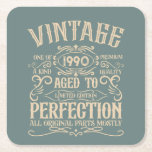 Personalised vintage 35th birthday party square paper coaster<br><div class="desc">Add some originality to your wardrobe with this vintage birthday graphic design featuring awesome typography font lettering. It's a great gift idea for men,  women,  husbands,  wives,  girlfriends,  and boyfriends who will love this unique artwork. It makes an amazing and fun holiday present for your birthday party.</div>