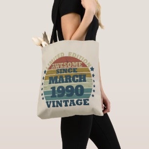 Personalised vintage 35th birthday party tote bag