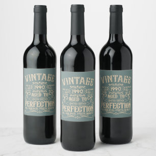 Personalised vintage 35th birthday party wine label