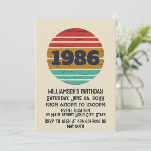Personalised vintage 40th birthday cocktail party invitation