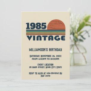 Personalised vintage 40th birthday cocktail party invitation