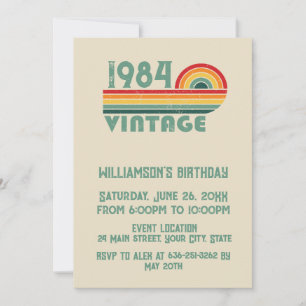 Personalised vintage 40th birthday cocktail party invitation