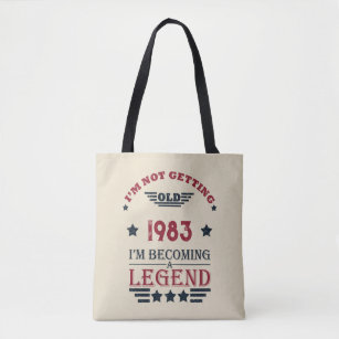 Personalised vintage 40th birthday gifts red tote bag