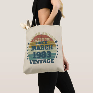 Personalised vintage 40th birthday gifts tote bag