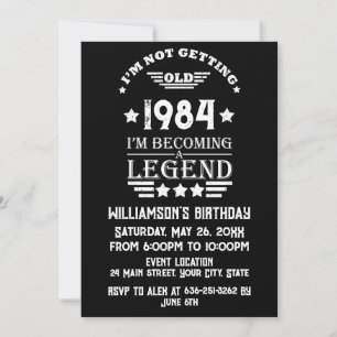 Personalised vintage 40th birthday gifts white invitation
