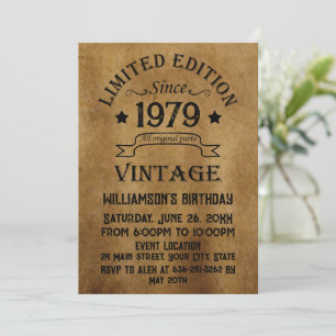 Personalised vintage 45th birthday cocktail party invitation