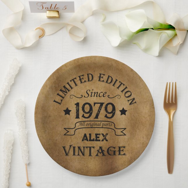 Personalised vintage 45th birthday gifts paper plate (Wedding)