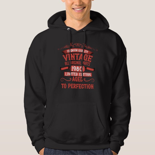 Personalised vintage 45th birthday gifts red hoodie (Front)