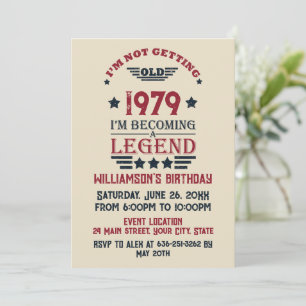 Personalised vintage 45th birthday party invitation