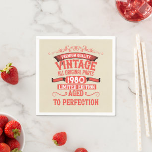 Personalised vintage 45th birthday party napkin