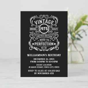 Personalised vintage 50th birthday cocktail party invitation