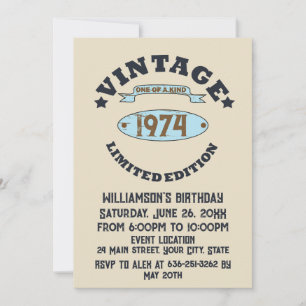 Personalised vintage 50th birthday cocktail party invitation