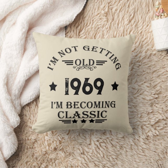 Personalised vintage 50th birthday gift cushion (Blanket)