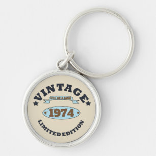 Personalised vintage 50th birthday gift key ring