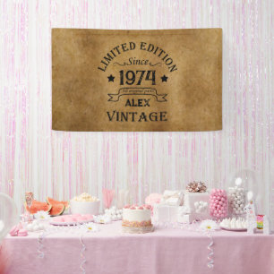 Personalised vintage 50th birthday gifts banner